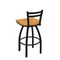 Holland Bar Stool Co 25" Low Back Swivel Counter Stool, Black Wrinkle, Med Oak Seat 41125BWMedOak - alternate 4